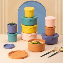 Dinnerware Sets Silicone Preservation Lunch Box Set Refrigerator Microwave Oven Portable Bento