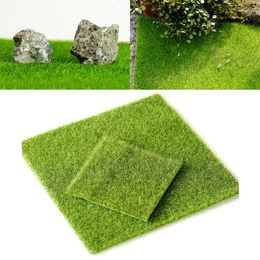 Decorative Flowers 1Pcs 15cm/30cm Artificial Lawn Fake Green Turf DIY Miniature Handicraft Figurine Grass Garden Ornament Home Floor Decor