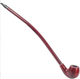 Narghilè Pipa a manico lungo, legno massiccio rosso, pipa con filtro lunga 41 cm, pipa per tabacco tagliata, grande bacchetta per tabacco secco