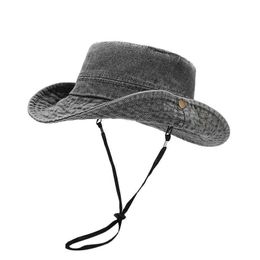 Wide Brim Hats Spring 2023 denim solid bucket fisherman outdoor travel sun hat for men and women 116 G230603