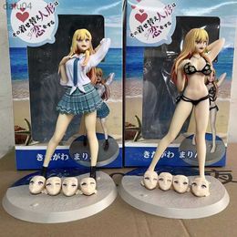 24cm My Dress Up Darling Marin Kitaga Sexy Anime Figure Model Doll Changeable Face Swimsuit Uniform Bikini Collection Toy Gift L230522
