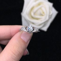 Cluster Rings Test Positive 5.0mm 0.5CTW D VVS1 Moissanite Diamond Ring Royalty 14K White Gold Romantic Wedding 045