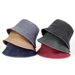 Wide Brim Hats New Folded Fisherman's Washing denim Unisex Fashion Bob Hip Hop Men's Panama Women's Bucket Sun Hat Gorros G230603