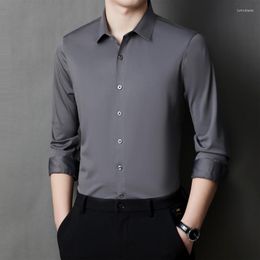 Men's Casual Shirts LIONJUMP Spring Men's Business Korean Version Slim Bamboo Fiber Non-iron Clothing Male