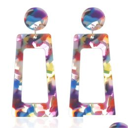 Dangle Chandelier Acetate Plate Earrings Stud Women Fashion Accessories Geometric Long Square Mticolor Earring Exaggerated Leopard Dhxw9