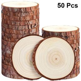 Crafts 50pcs 56cm Thick Natural Pine Round Unfinished Wood Slices Circles with Tree Bark Log Discs Diy Crafts Wedding Party Painting