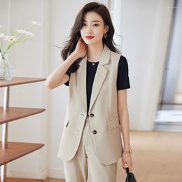 Women's Two Piece Pants Spring Summer Elegant Vest Waistcoat For Women Business Work Wear Professional Blazers Trousers Set Pantsuits S-3XL