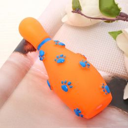 Pet Dog Toys Sounds Bowling With Paw Pattern Squeaky Toy Cat Dog Natural Non-Toxic Teeth Cleaning Toy Random Colour