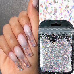 Nail Art Decorations Laser Sequins Star Holographic Glitter Sparkly 5 Colours Fourpointed DIY Slices Accessories 230606