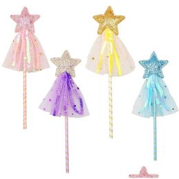 Party Favor Fairy Glitter Magic Wand With Sequins Tassel Kids Girls Princess Dressup Costume Scepter Role Play Birthday Holiday Gift Dhobz