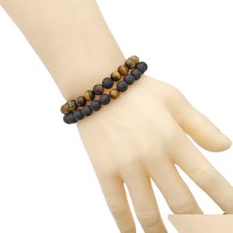 Beaded Natural Stone Lava Strands Bracelet Tiger Eye Agate Bracelets Women Mens Fashion Jewellery Will And Sandy Drop Delivery Dhnpc
