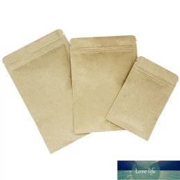 100pcs Quality kraft brown flat bottom packaging bags eco-friendly food storage packing zip lock pouches anti-moisture aluminum foil bag