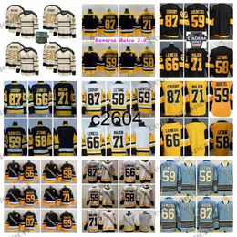 c2604 2023 Winter Classic 87 Sidney Crosby Hockey Jerseys 20 Reverse Retro 71 Evgeni Malkin 59 Jake Guentzel Jersey 58 Kris Letang 66 Lemieux Alternate Black Home Shir