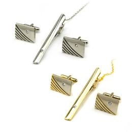 Cuff Link And Tie Clip Sets Crystal Stripe Clips Cufflinks Set Business Suits Shirt Necktie Ties Bar Links Fashion Jewellery For Men D Dhizl