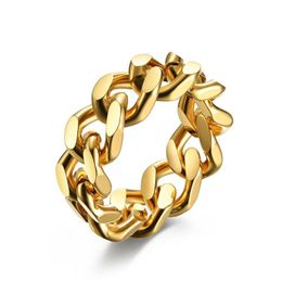 Band Rings Gold Stainless Steel Chain Ring Trendy Hip Hop For Men Women Fashion Jewellery Gift Drop Delivery Dhqgf