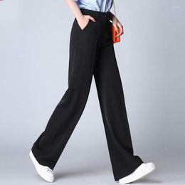 Women's Pants Korean Fashion Wide Leg Women High Waist Black Bgggy 2023 Spring Summer Elegant Office Ladies Straight Trousers