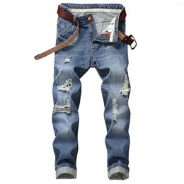 Men's Pants Mens Fashion Casual Straight Hole Buckle Zipper Denim Long Trousers Girl Jelly Sandal