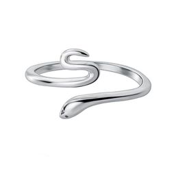 Band Rings Lovely Snake Shape Open Adjustable Finger Ring For Women Simple Fine Jewellery Girl Gift Drop Delivery Dh1Ua