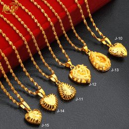 Pendant Necklaces XUHUANG Dubai Heart Necklaces For Women Girls Jewellery Gifts Love Charm Pendant Chain Bridal Wedding Necklace Jewellery Gifts 230605