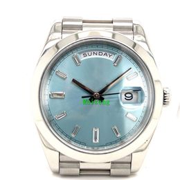 Luxury Wristwatch BRAND NEW Men's Automatic Watches Platinum Day-Date 40 Ice Blue Baguette Full Set 228206 w Diamond Bezel