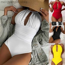 Women's Swimwear New one-piece swimsuit swimming river in Europe and the sexy woman bathing suit pure Colour swimsuit suits T230606