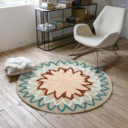 Carpets European Flower Round For Living Room Computer Chair Area Rug Children Play Floor Mat Anti-slip Cloakroom