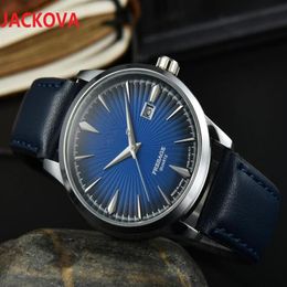 high quality Men Cow Leather Stainless Steel Watches cocktail color series Mens quartz Watch European Top brand chronograph clock 230T