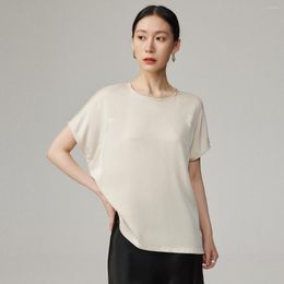 Women's Blouses Birdsky 1PC Women Blouse Tee T Shirt Office Lady Loose Fit Top Batwing Sleeve 90% Mulberry Silk 10% Spandex Black White