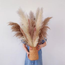 Decorative Flowers 120CM Large Pampas Grass Boho Home Fluffy Dried Flower Arrangement Decoration For Wedding Natural Plants Bouquet