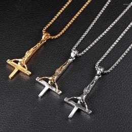 Chains Stainless Steel Inverted Jesus Cross Satan Pendant Necklace Fashion Religious Jewellery Gift For Him