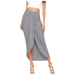 Skirts Women's Knitted Dress Spring/Summer 2023 New Design Solid High Waist Wrapped Pencil Skirt Casual Set G220605