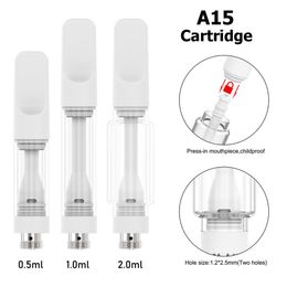 A15 Full Ceramic Carts Bulb Pyrex Fat Glass Cartridge 0.5ml 1.0ml 2.0ml Vape Oil 510 Thread Wickless Atomizer 10.5mm Diameter 510 Batteries Compatible Factory Supply