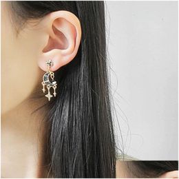 Dangle Chandelier 2021 Est Earring Female Long Fashion Star And Moon Personality Sier Needle Stud Earrings For Women Jewellery Teen Dha8T