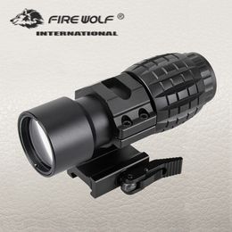 Fire Wolf tactical Red Dot Optical sight 3x Magnifier Fits red dot Sight With Flip To Side Picatinny Weaver Rail Mount Hunting