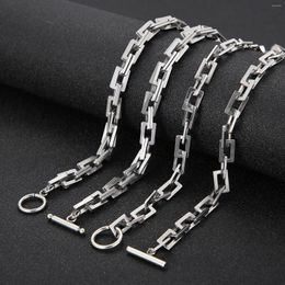 Chains 7mm Stainless Steel Chain Blade Link Chokers Necklace For Mens Jewellery Silver Plated Solid Metal Fashion