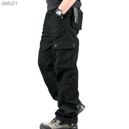 Pants Men Cargo Trousers Mens Casual Multi Pocket Military Overall Outdoors Loose Long Trousers Joggers Camo Army Tactical Pants L230520