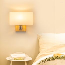 Wall Lamp Modern Solid Wood LED Glass Lampshade Indoor Light For Bedroom Living Room El Home Decoration AC85-265V