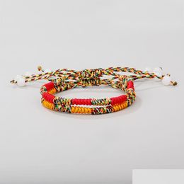 Charm Bracelets Adjustable Woven Braided Bracelet Retro Bohemian Handmade Thread Mticolor String For Women Girls Summer Wrist Band J Dh38N