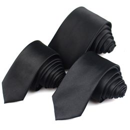 Neck Ties Classic Black for Men Silk Mens Neckties Wedding Party Business Adult Tie 3 Sizes Casual Solid 230605