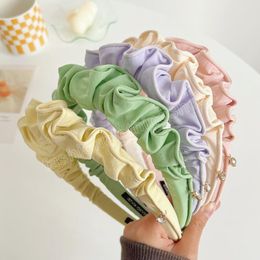 Fashion Headband For Women Handmade Pleated Flower Hairband Cool Light Colour Turban Summer Headwear