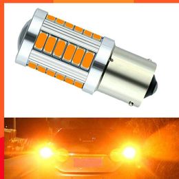 New 2PCS 1156PY 7507 PY21W BAU15S 33 SMD 5630 5730 LED Car Rear Direction Indicator Lamp Auto Front Turn Signals Light Amber Yellow