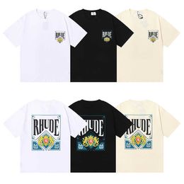 American Tide Brand Rhude Playing Card Printing t Shirt High-quality Men Women 1 Oversized Four Seasons Dh4n