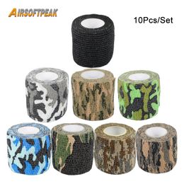 Other Sporting Goods 10PcsLot Selfadhesive Camping Camo Tape Bandage Stealth Nonwoven Paintball Rifle Shooting Waterproof Camouflage Tapes 230606