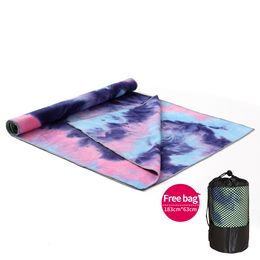 Yoga Blankets Printed Yoga Mat Non-slip Fitness Blanket Sweat Absorbent Foldable Portable Pilates Exercise Sports Travel Towel 183*63 CM 230605