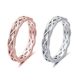 Band Rings Hollow Knot Braid Ring Sier Rose Gold For Men Women Fashion Jewelry Will And Sandy Gift Drop Delivery Dhl7Y