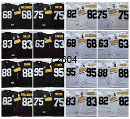 c2604 Vintage 95 Greg Lloyd Football Jerseys 75 Joe Greene 88 Lynn Swann 63 Dermontti Dawson 68 L. C. Greenwood 82 John Stallworth 83 Heath Miller Black Stitched Jersey