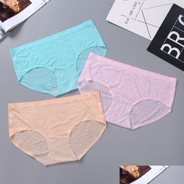 Women'S Panties Seamless Briefs Sexy Women Jacquard Floral Panty Breathable Woman Underwear Lingeries Under Wears Fashion Clothing D Dhyeu