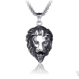 Pendant Necklaces Retro Celtic Lion Head Necklace Stainless Steel Chain Man Hip Hop Fashion Fine Jewellery Drop Delivery Pendants Dhalx
