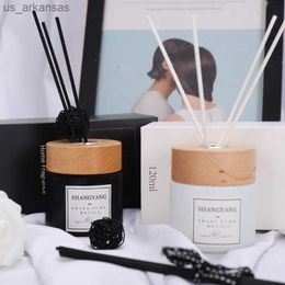 100ml Rould White and Black Empty Reed Diffuser Bottle with Natural Wooden Cap Fashion Glass Fragrance Bottle with Screw Mouth L230523