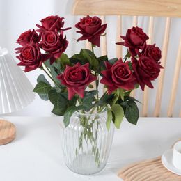 Decorative Flowers 11PCS Artificial Flower Feel Moisturising Rose DIY Bridal Bouquet Po Props Home Wedding Deco Fake Floral Valentine's